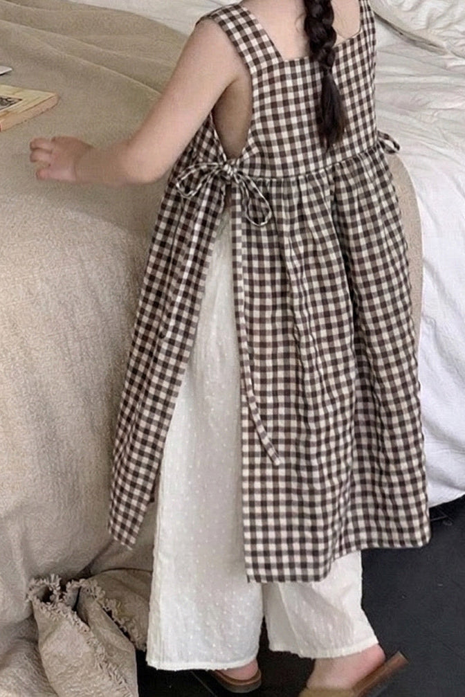 BROWN GINGHAM TIE SET