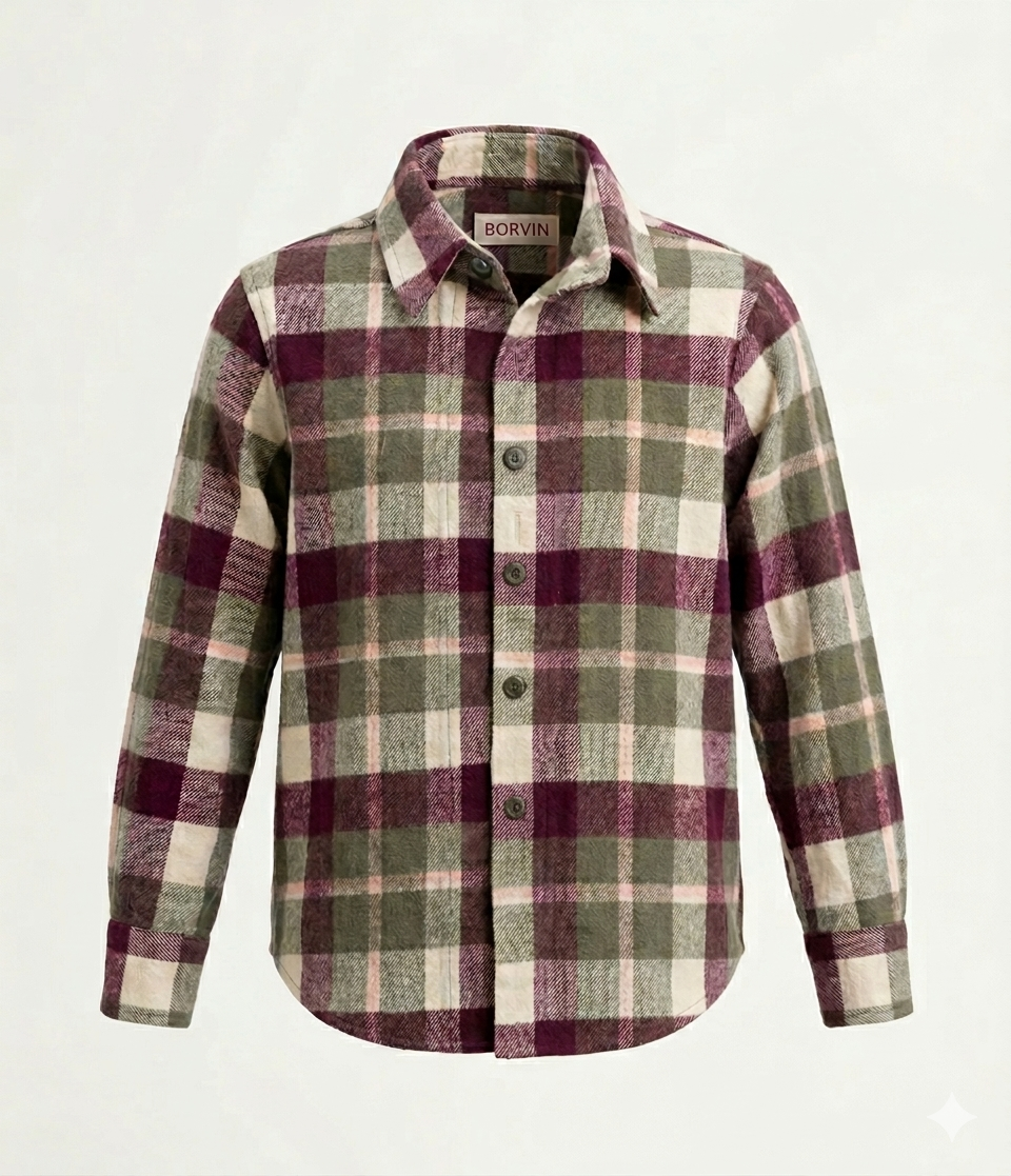WINE OLIVE FLANNEL SHIRT