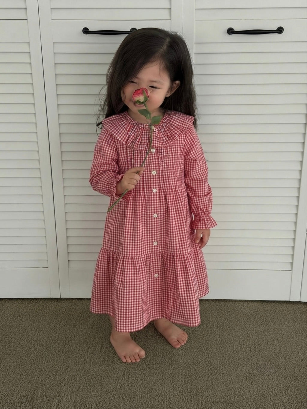 willow check frill dress