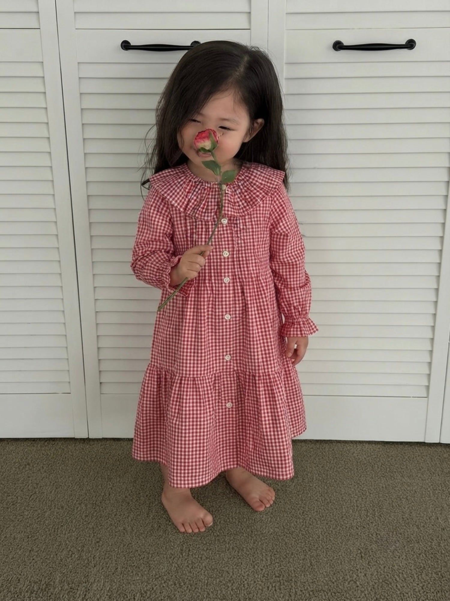 willow check frill dress