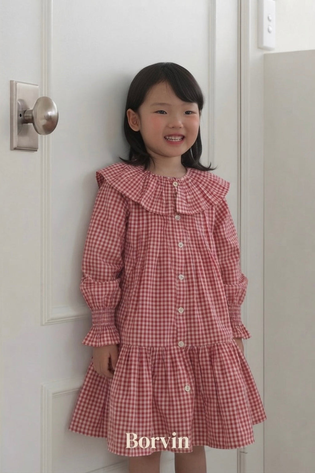 willow check frill dress