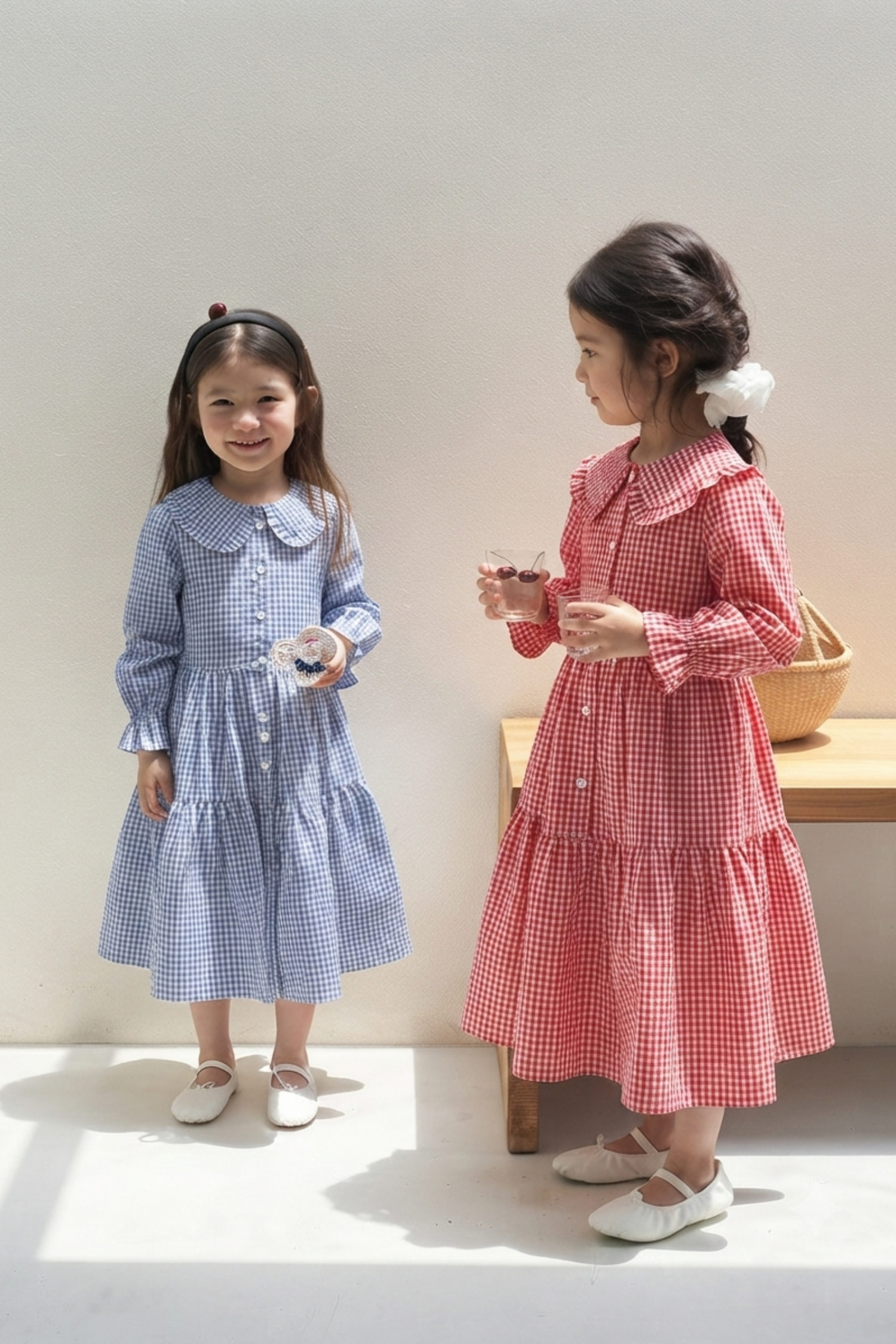 willow check frill dress