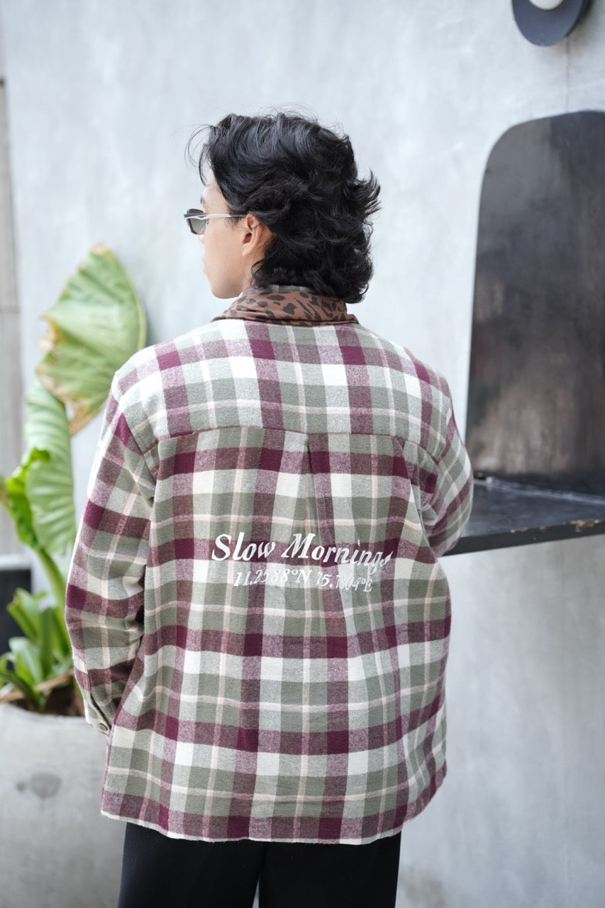 WINE OLIVE FLANNEL SHIRT