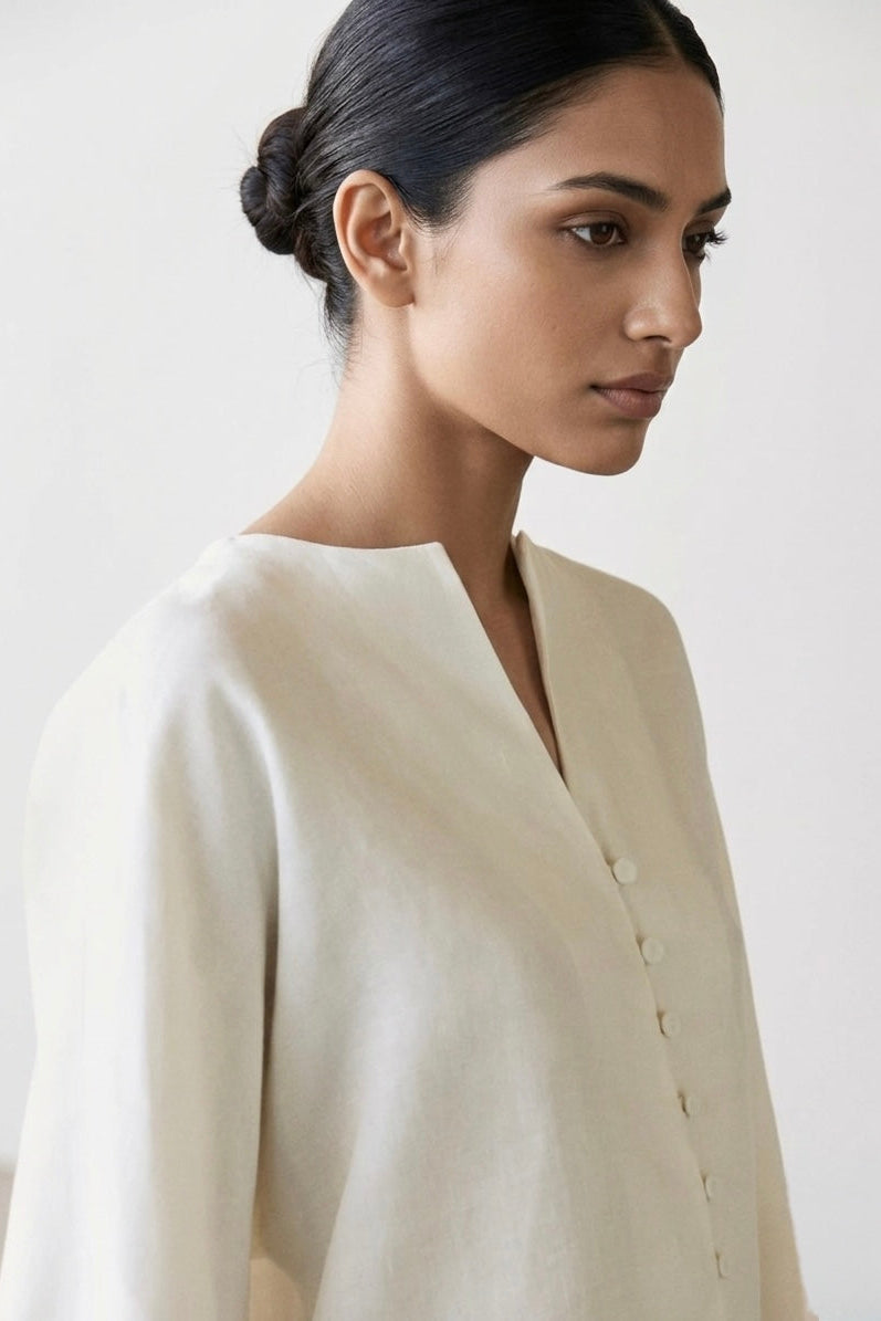LINEN JACKET WITH BUTTON DETAILS