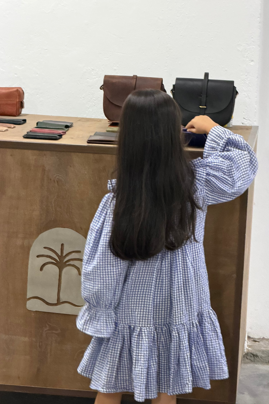 willow check frill frock