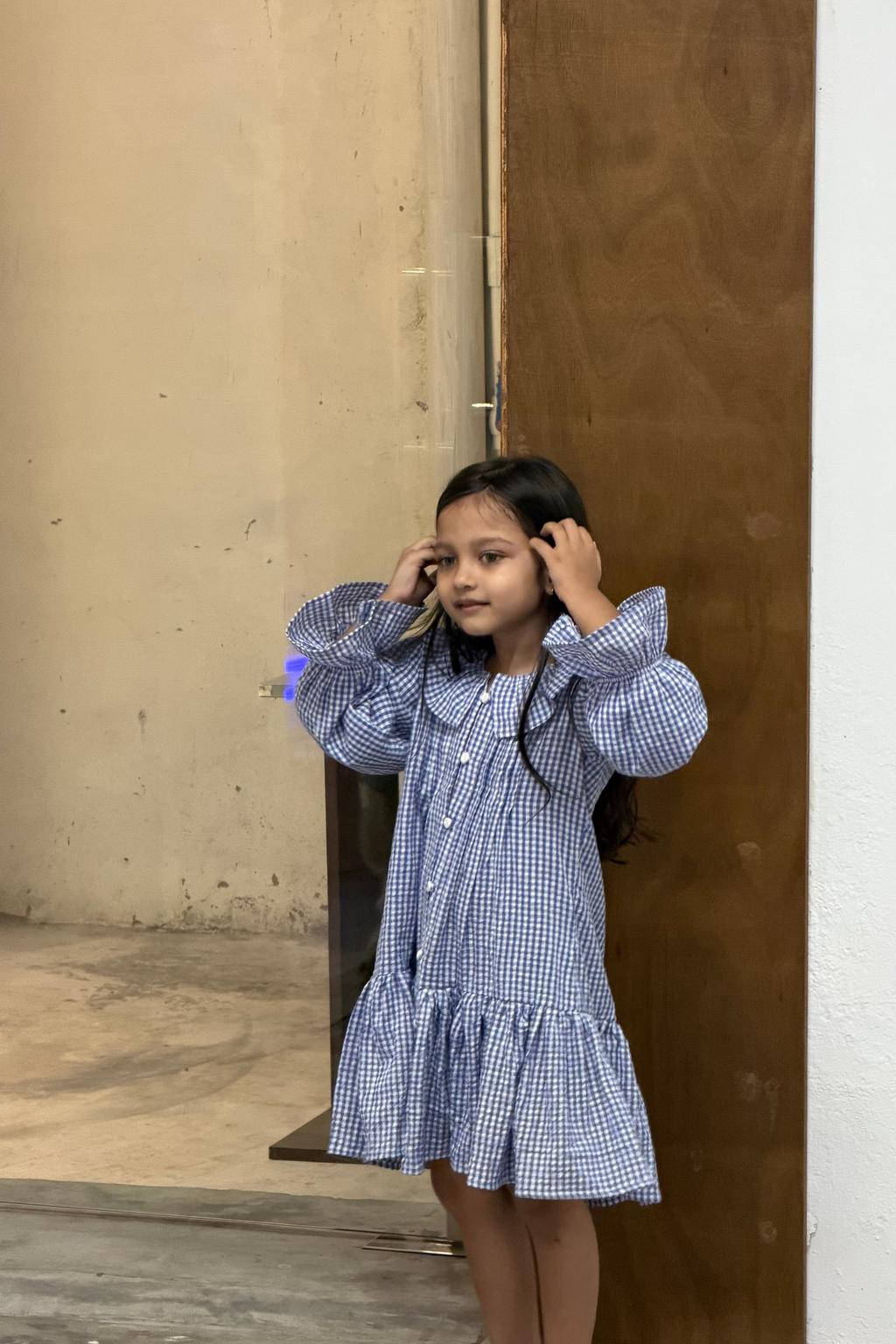 willow check frill frock