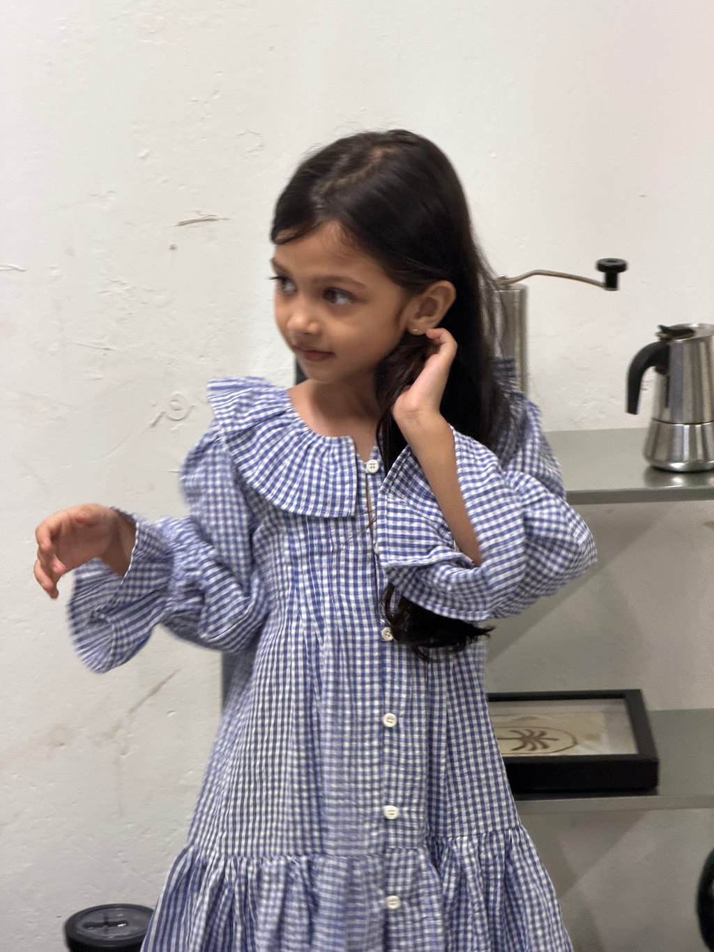 willow check frill frock