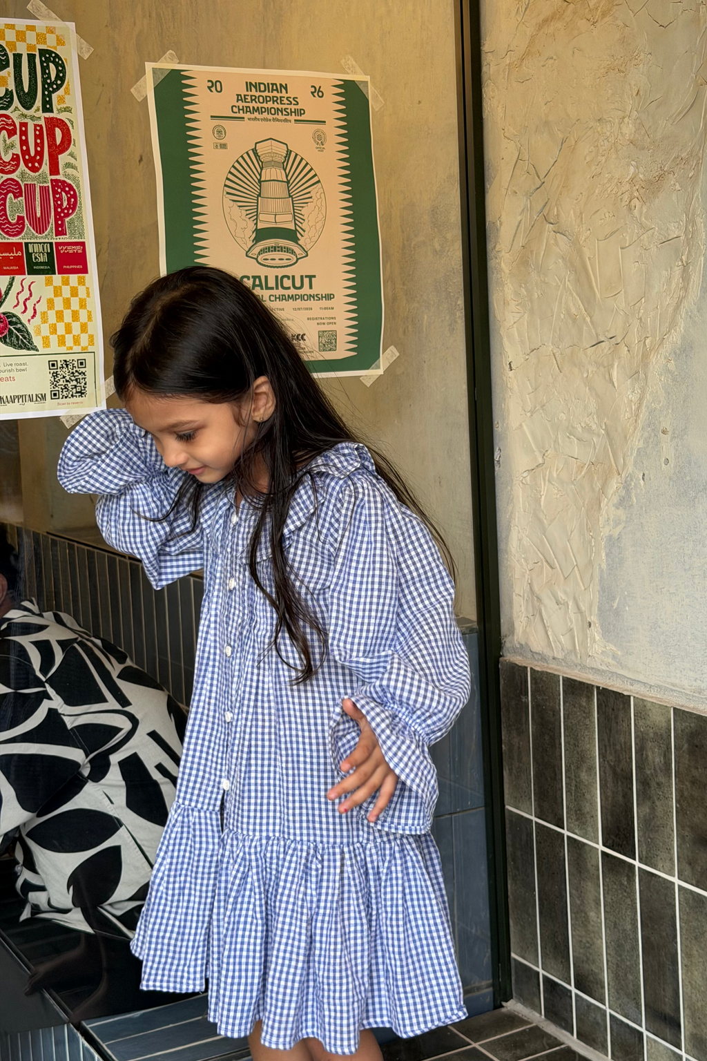 willow check frill frock