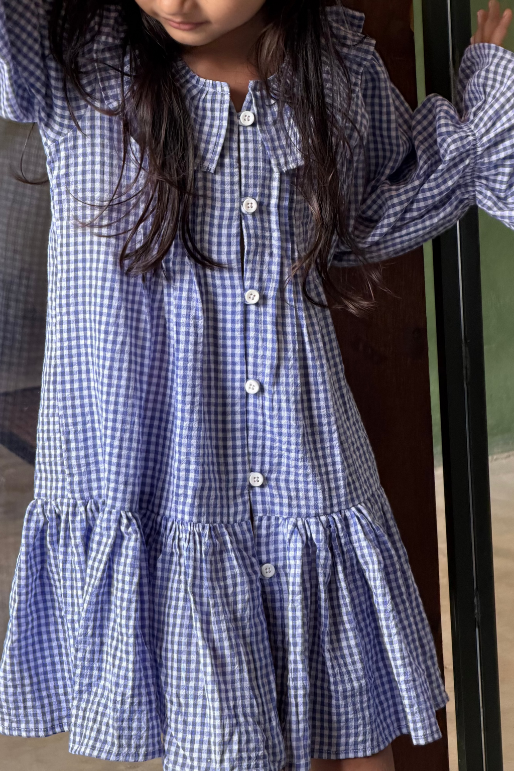 willow check frill frock