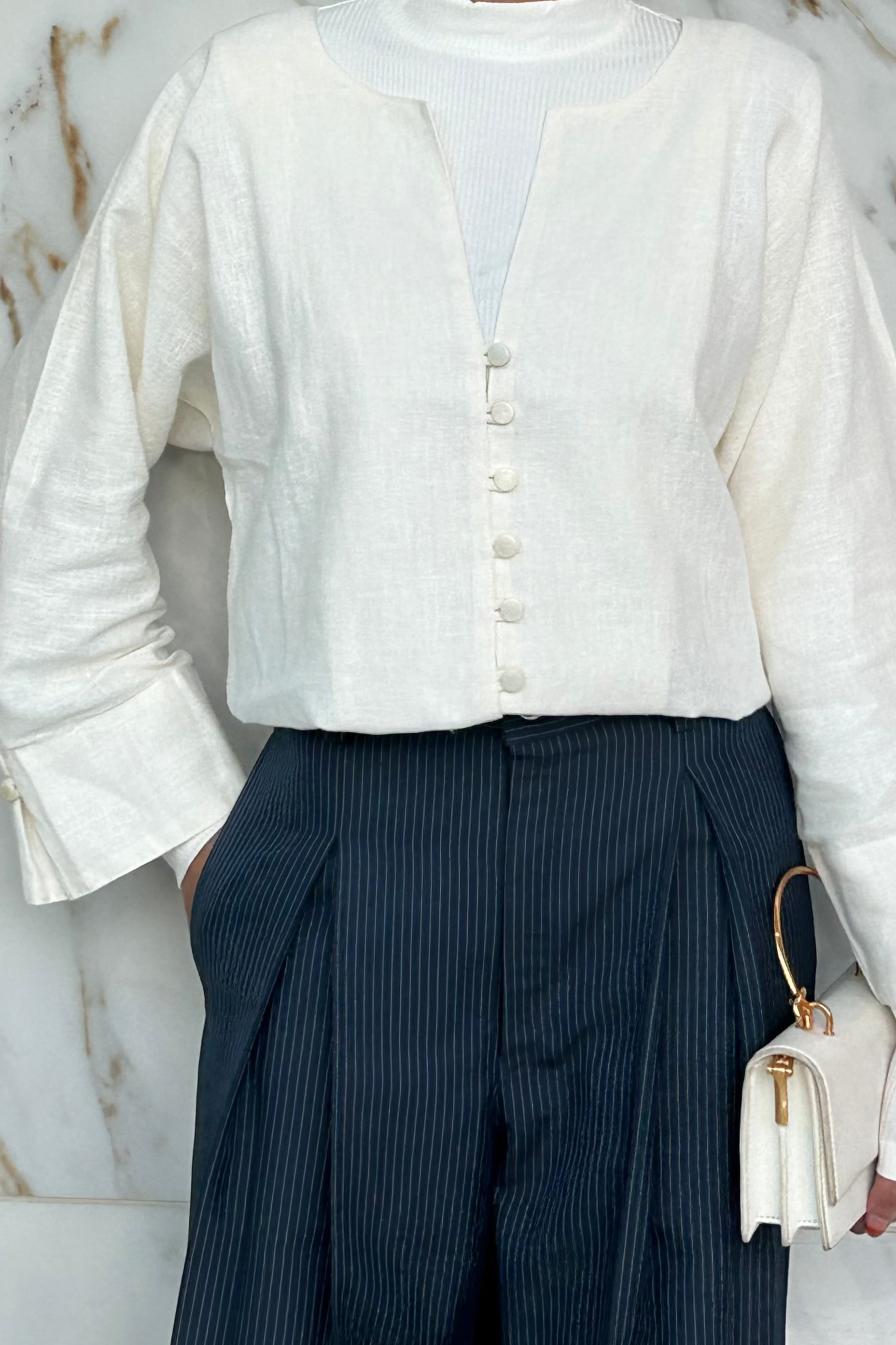 LINEN JACKET WITH BUTTON DETAILS