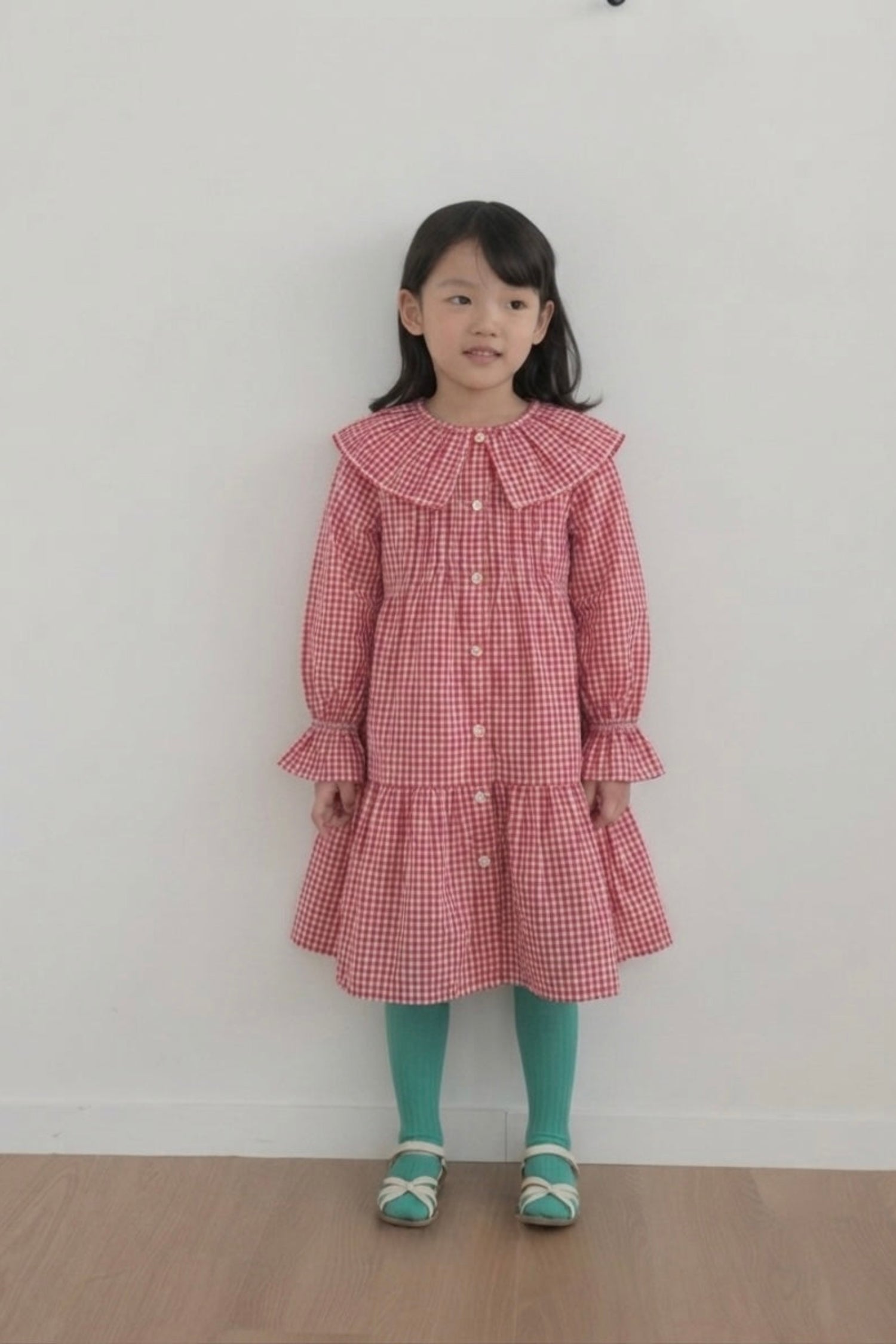 willow check frill dress