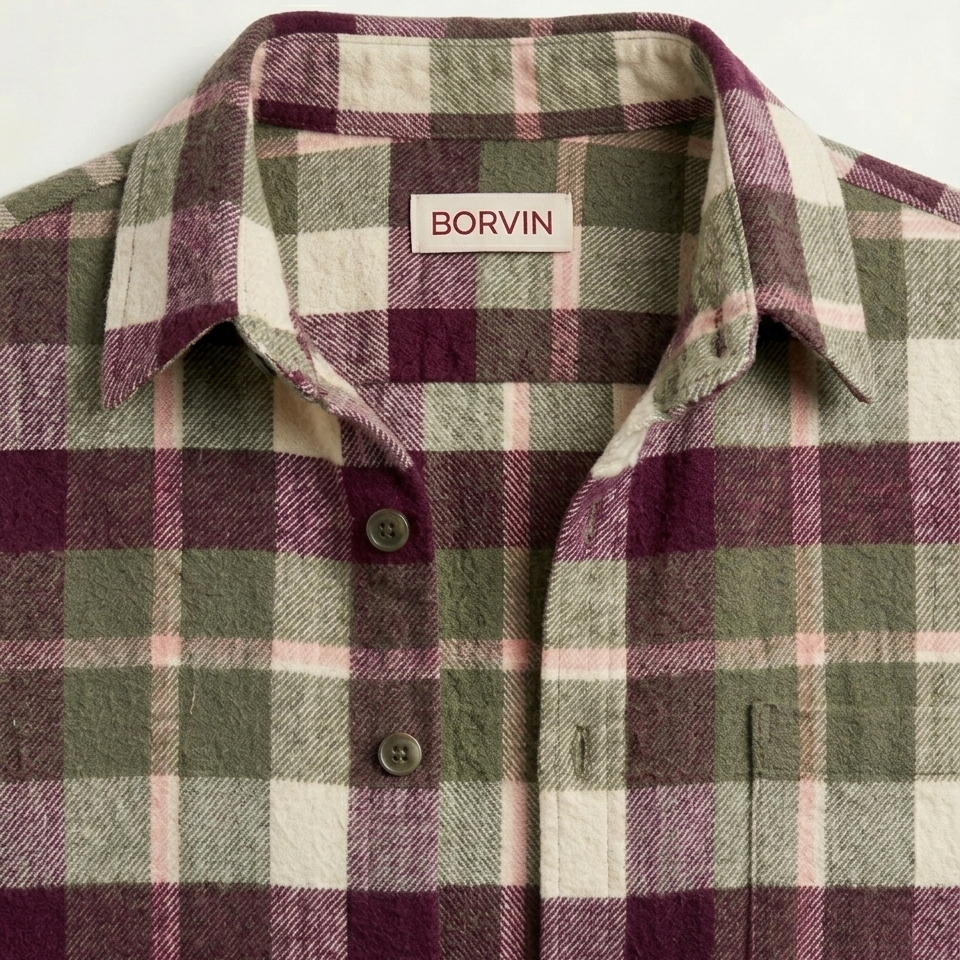 WINE OLIVE FLANNEL SHIRT